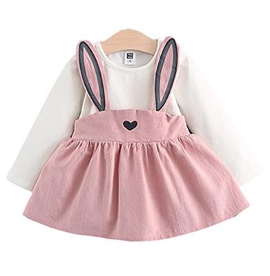 Baby Girls Rabbit Style Long Sleeve Princess Dress (5 Months, Pink)