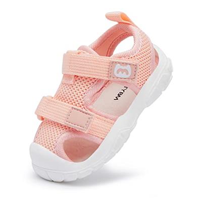 BMCiTYBM Baby Boy Girl Closed Toe Summer Sandals Lightweight Shoes Infant Non-Slip First Walking Sneakers 6 9 12 18 24 Months Pink Size 6-12 Months In