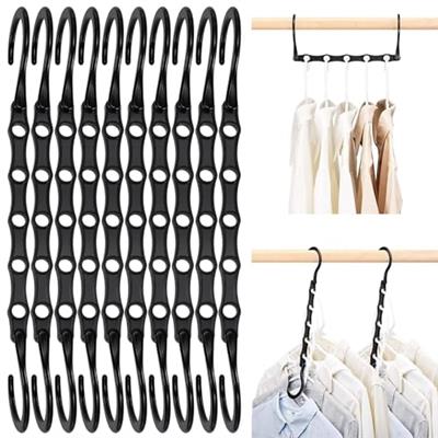 HOUSE DAY Black Magic Space Saving Hangers, Premium Smart Hanger Hooks, Sturdy Cascading Hangers with 5 Holes for Heavy Clothes, Closet Organizers and