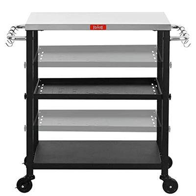 Feasto 3-Shelf Adjustable Layer’s Indoor&Outdoor Grill Table,Movable Work Table,Grill Cart,Outdoor Cooking Table,Grill Table for Outside,Outdoor Bar C