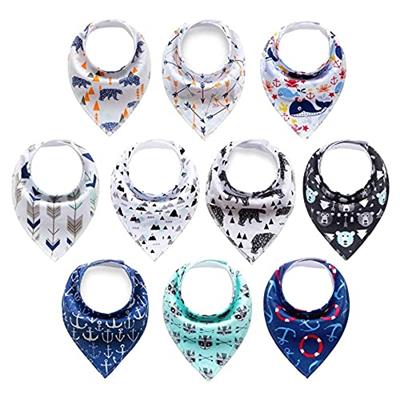 Newthinking 10 Pack Baby Dribble Bibs, Baby Bandana Bibs with Adjustable Snaps, 100% Cotton Baby Drool Bibs for 6-24 Months Newborn and Toddlers