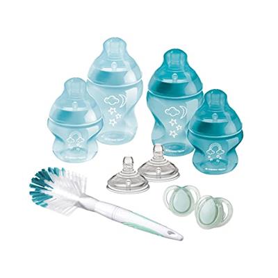 Tommee Tippee Closer to Nature Newborn Baby Bottle Starter Kit, Breast-Like Teats with Anti-Colic Valve, Mixed Sizes, Blue