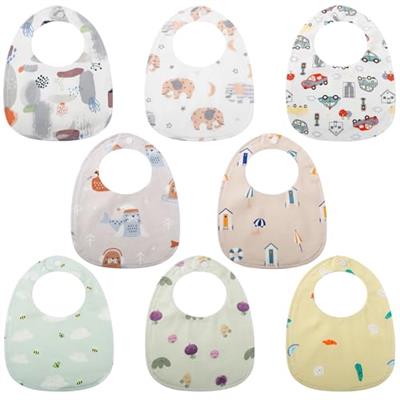 8 Packs Baby Bandana Dribble Bibs, Soft Cotton Teething Bibs Waterproof Drool Bibs with Adjustable Snaps for 0-36 Months Unisex Newborn Baby Girls