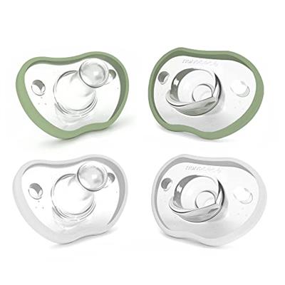 Nanobebe Baby Soothers 0-3 Month - Orthodontic, Curves Comfortably with Face Contour, Award Winning for Breastfeeding Babies, 100% Silicone - BPA Free