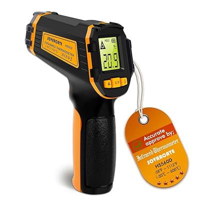 Infrared Thermometer Non-Contact Digital Laser Temperature Gun -58°F to 1112°F (-50℃~600℃) - for Vehicle Repair, Cooking, Food, Meat, Grilling, Pizza