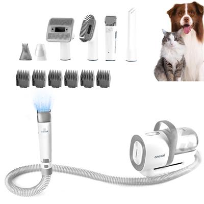 Oneisall 7 In 1 Dog Grooming Kit, Low Noise Pet Grooming Vacuum with 1.5 L Dust Cup, Dog Vacuum for Shedding Grooming, with 7 Professional Grooming To