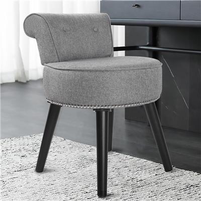 VEIKOUS Makeup Vanity Stool Chair with Low Back and Wood Legs-17.3 x 15.7 x 25.1