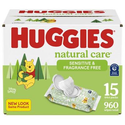 Huggies Natural Care Sensitive Baby Wipes, Unscented, 15 Flip-Top Packs, 960 Wipes - Walmart.ca