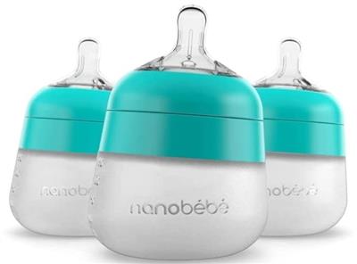 Amazon.com: Nanobébé Flexy - Biberón de silicona, anticólicos, sensación natural, pezón que no se derrumba, base estable sin puntas, fácil de limpiar,
