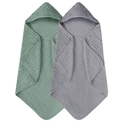 Amazon.com: Yoofoss Paquete de 2 toallas de baño con capucha para recién nacido, 100% muselina de algodón, con capucha para bebés, bebés, niños pequeñ
