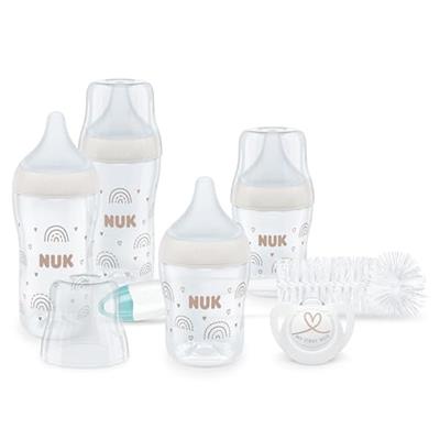 NUK Perfect Match Perfect Start Baby Bottles Set | 0-6+ Months | Adapts to Babys Palate | 4 x Anti Colic Baby Bottles, Dummy, Bottle Brush & More | B
