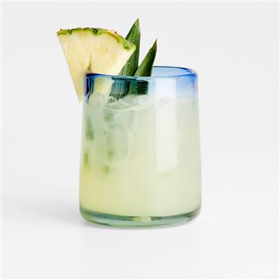 Pacifico Blue Rim Double Old-Fashioned Glass   Reviews | Crate & Barrel Canada