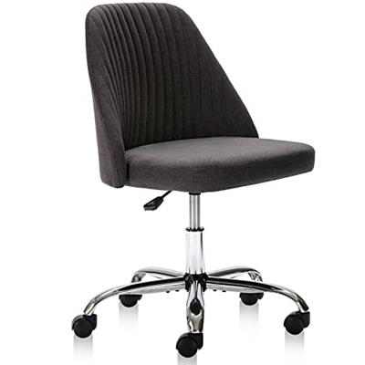 Sweetcrispy Armless Office Chair Cute Desk Chair, Modern Fabric Home Office Desk Chairs with Wheels Adjustable Swivel Task Computer Vanity Chair for S