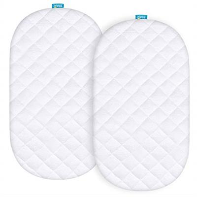 Waterproof Bassinet Mattress Pad Cover Compatible with SNOO Smart Sleeper and Simmons Kids by The Bed Twin City Sleeper Bassinet, 2 Pack, Ultra Soft V
