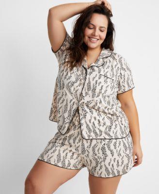 State of Day Womens 2-Pc. Short-Sleeve Notched-Collar Pajama Set XS-3X, Created for Macys - Macys