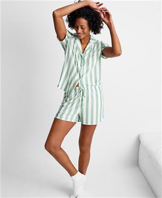 State of Day Womens 2-Pc. Short-Sleeve Notched-Collar Pajama Set XS-3X, Created for Macys - Macys