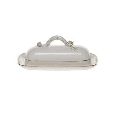Herend Butter Dish with Branch Handle