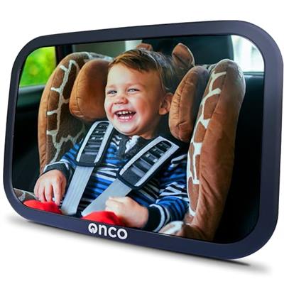 Onco Baby Car Mirror Rear Facing - Double Award-Winning Car Mirror for Baby, 100% Shatterproof Baby