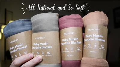 Momcozy Muslin Swaddle Blankets, 4-Pack