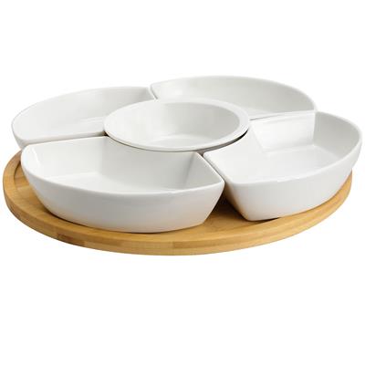 6 Piece Appetizer Serveware for Snacks and Condiments - 12.25 x 12.25