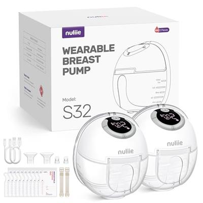 Nuliie Electric Breast Pump Hands-Free S32, Wearable Portable Breast Pumps 4 Modes 9 Levels, 24MM Comfortable Flange, More Private, Replaced Accessori