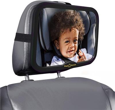 Royal Rascals Baby Car Mirror - Safest Shatterproof Back Seat Mirror, Clear Rear View of Baby, Baby Car Seat Mirror, Newborn Essentials for Car, Baby