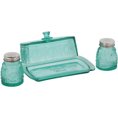 The Pioneer Woman Adeline Glass Butter Dish with Salt And Pepper Shaker Set - Walmart.com