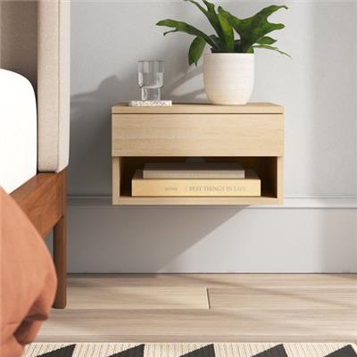 Wade Logan® Arvester Modern Floating Bedroom Nightstand with Storage Drawer and Open Shelf Cubby & Reviews | Wayfair