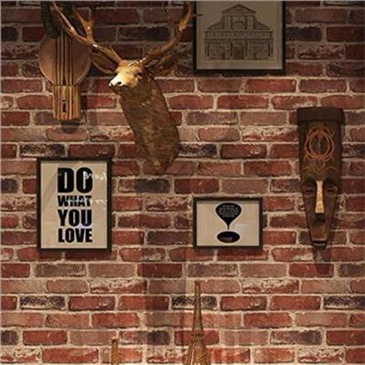Akywall Red Brick Wallpaper Peel and Stick 393.7 Inch Removable Waterproof Rustic Brick Contact Paper Textured Faux Rock Stone Self Adhesive Wall Pape