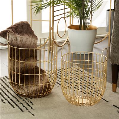 Iron Contemporary Storage Baskets (Set of 2) - 13, 11W