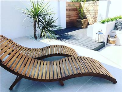 Sun Lounger in solid Acacia Wood - Etsy UK