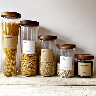 Set of 5 Glass Jars with wood lids - Etsy UK