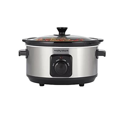 Morphy Richards 3.5L Stainless Steel Slow Cooker, 3 Heat Settings, One Pot Solution, Dishwasher Safe Ceramic Pot, 460017