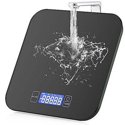Digital Kitchen Food Scales,15KG/33LB Waterproof Glass Electric Cooking Scales Electronic Weighing Scales with LCD Display,Tare and PCS Features,for K