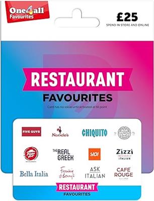 One4all Restaurant Favourites £25 - UK Redemption - Delivered by post : Amazon.co.uk: Gift Cards