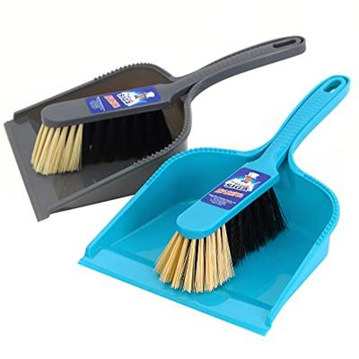 MR.SIGA Dustpan and brush set - Pack of 2, Blue & Grey