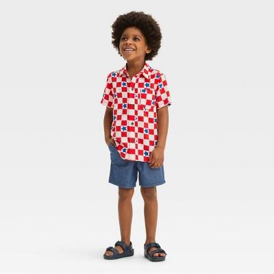 Toddler Boys Short Sleeve Checkered Challis And Broad Cloth Set - Cat & Jackâ„¢ Red 3t : Target