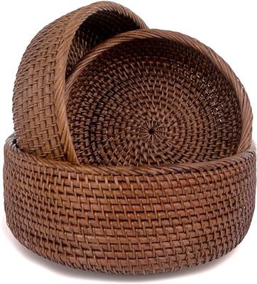 Amazon.com: CLAYNIX Woven Fruit Basket For Holder Bowl Decorative Bread Vegetable, Serving Bowl Set of 3 For Organizing Kitchen Natural Rattan Picnic