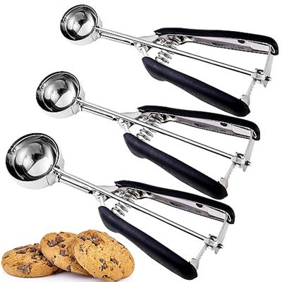 JUNADAEL J Cookie Scoop Set, Include 1 Tablespoon/ 2 Tablespoon/ 3 Tablespoon, Cookie Dough Scoop, Cookie Scoops for Baking set of 3, 18/8 Stainless S