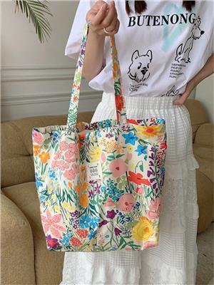 Summer Floral Bag, Large Capacity Canvas Bag, Beach Bag, Shopping Bag, Shoulder Bag, Summer Essentials, Perfect For Vacation & Holiday