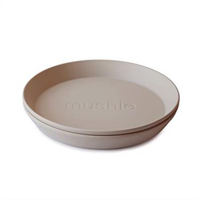 mushie Round Dinnerware Plates for Kids | Made in Denmark, Set of 2 (Vanilla)