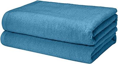 Amazon Basics - 2 Piece Quick-Dry Oversize Bath Towel, 100% Cotton, Lake Blue, 54 x 30