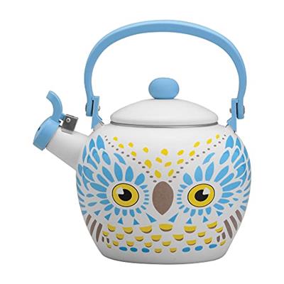 Whistling Tea Kettle for Stove Top Enamel on Steel Teakettle, Supreme Housewares Owl Design Teapot Water Kettle Cute Kitchen Accessories Teteras (2.1