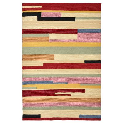 BRÖNDEN rug, low pile, handmade multicolor/red, 57x710 - IKEA