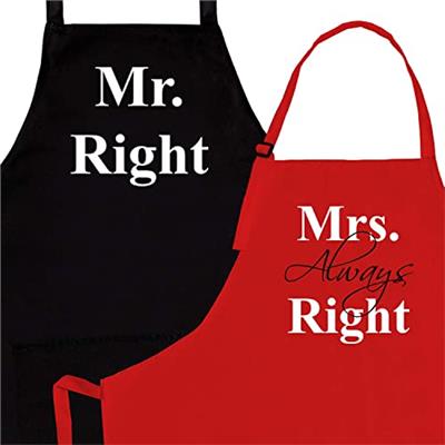 Prazoli His and Her Aprons - Mr Right Mrs Always Right Couples Engagement Gift, Cute Bridal Shower Gift Anniversary Wedding Registry Items & Decoratio