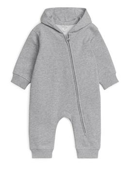 Hooded Jersey Overall - Crew-neck - Long sleeve -Grey Melange -Kids | H&M GB