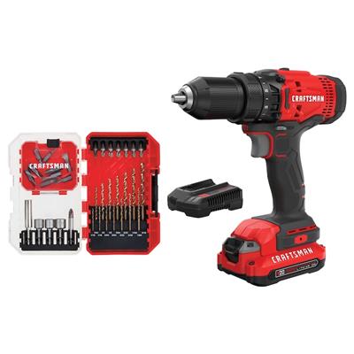 Shop CRAFTSMAN V20 20-volt Max 1/2-in Cordless Drill (1-Battery Included and Charger Included) & Screwdriver Bit Set Drill/Driver (35-Piece) at Lowes.