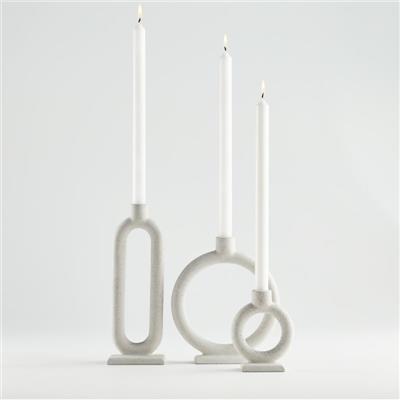 Lorin Cement Taper Candle Holders, Set of 3 + Reviews | Crate & Barrel