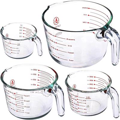 Glass Measuring Cups - Kitchen Mixing Bowl Liquid Measure Cup,Set of 4