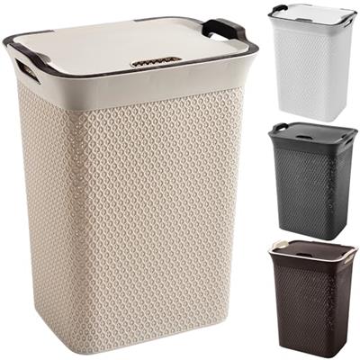 ZENQA Plastic Laundry Basket with Lid | Large 65 Litre Laundry Hamper Storage Washing Basket | Dirty Clothes Baskets with Handles | Laundry Basket Bin